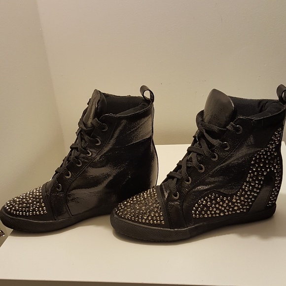 rhinestone wedge sneakers